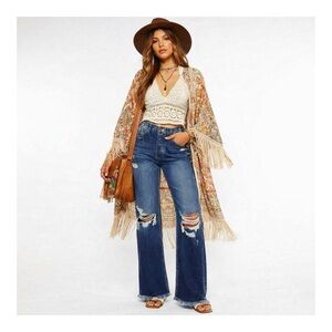 KANCAN Hi Rise 90’s Wide Leg Ripped Jeans